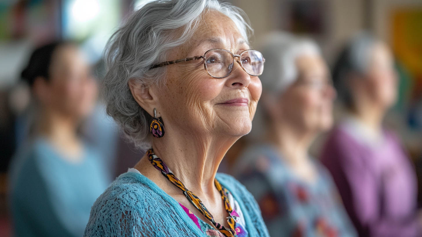 Група старших людей під час заняття йоги